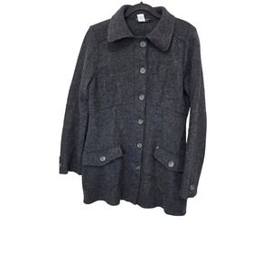 New Man Women's Grunge Charcoal Gray 100% Wool Coat Made In‎ Bulgaria Size M